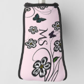 Kleurrijke vlinders op roze bloemen Persoonlijk Golfheadcover (Draai 90)