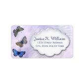  kleurrijke vlinders & Paarse achtergrond Etiket (Voorkant)