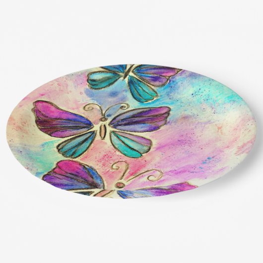 Kleurrijke Vlinders Papieren Borden Papieren Bordje (Gekanteld)