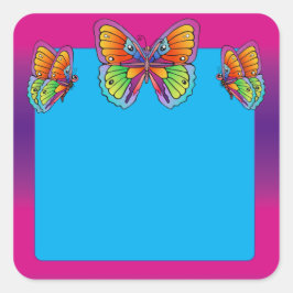 Kleurrijke vlinders - Pas me aan Vierkante Sticker