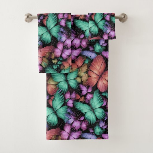 Kleurrijke Vlinders Print Bad Handdoek (Insitu)