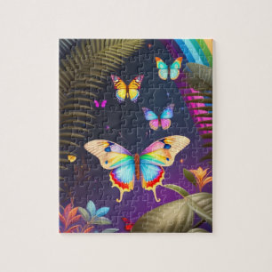 Kleurrijke Vlinders Regenboog in een Magisch Bos Legpuzzel