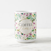 Kleurrijke Vlinders Roze Bloemen Crème Botanisch Koffiemok (Center)