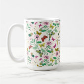 Kleurrijke Vlinders Roze Bloemen Crème Botanisch Koffiemok (Links)