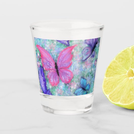 Kleurrijke Vlinders Shotglas Shot Glas (Voorkant)
