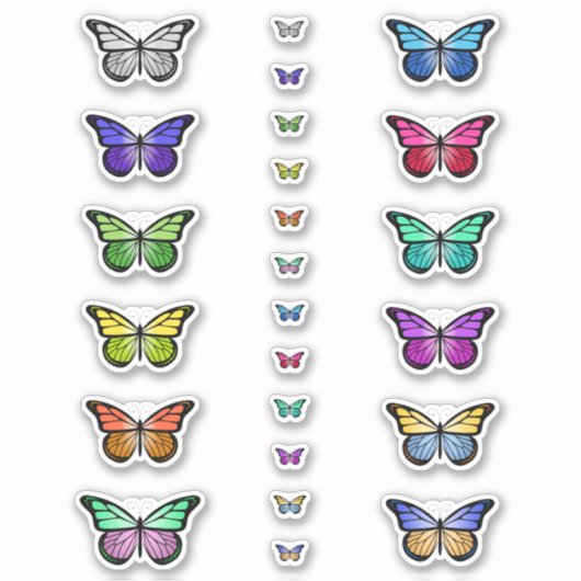 Kleurrijke Vlinders Sticker (Voorkant)