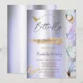 Kleurrijke Vlinders Violet Metallic Verjaardag Kaart (Voorkant / Achterkant)