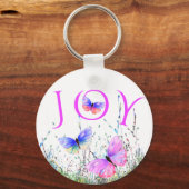 Kleurrijke Vlinders Vliegen in de Natuur Sleutelha Sleutelhanger (Voorkant)