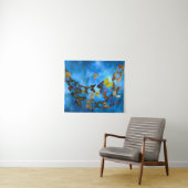 Kleurrijke Vlinders Vliegen Over Blauwe Wolken Wandkleed (In Situ (horizontaal))