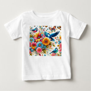 Kleurrijke Vlinders Vogels Bloemen Sjabloon Wit
