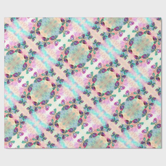 Kleurrijke Vlinders Wrapping Papier Waterverf (Vlak)