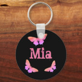 Kleurrijke vlinderschilderkunst Roze moia Naam toe Sleutelhanger (Voorkant)
