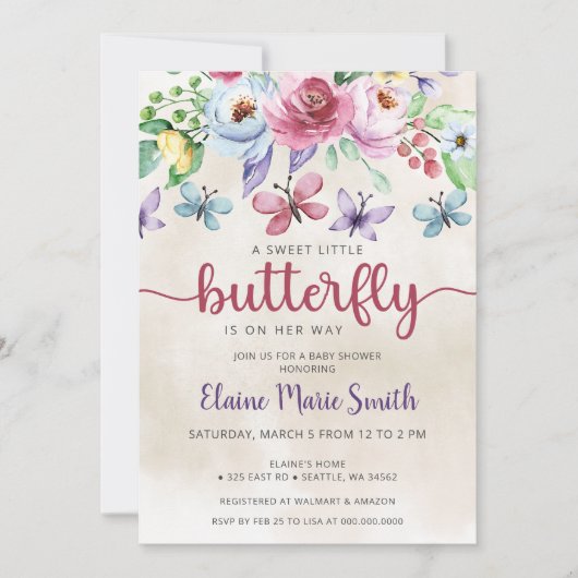 Kleurrijke Vlindertuin Baby Shower  Kaart (Voorkant)