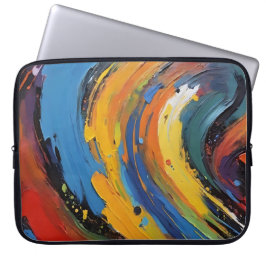 Kleurrijke Vloeibare Krullen Abstract Expressionis Laptop Sleeve