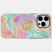 Kleurrijke Vloeibare Marmer Gouden Bloemrijke Mono Case-Mate iPhone Case (Achterkant (horizontaal))