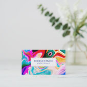 Kleurrijke Vloeibare Marmeren Achtergrond Visitekaartje (Staand voorkant)