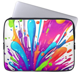 Kleurrijke vloeibare verf spatten laptop sleeve