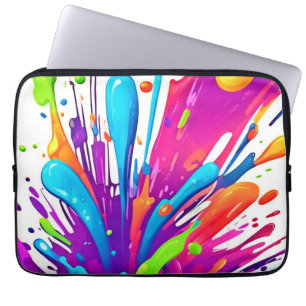 Kleurrijke vloeibare verf spatten laptop sleeve