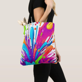 Kleurrijke vloeibare verfspatten tote bag
