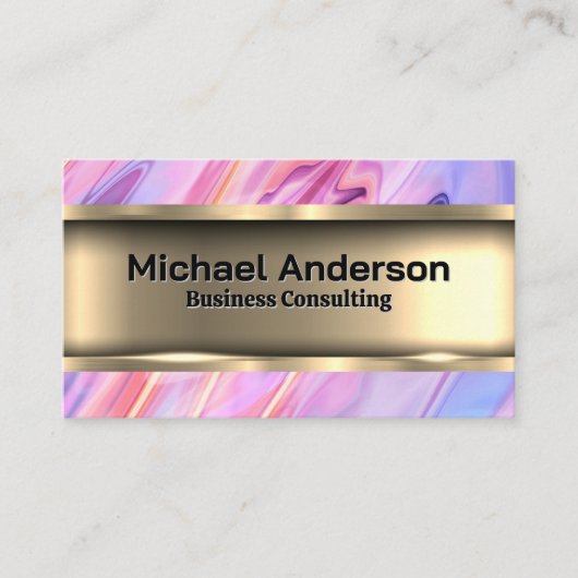 Kleurrijke vloeistof | Goud Metaal Visitekaartje (Voorkant)