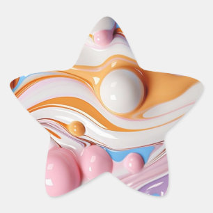 Kleurrijke vloeistof met bellen ster sticker