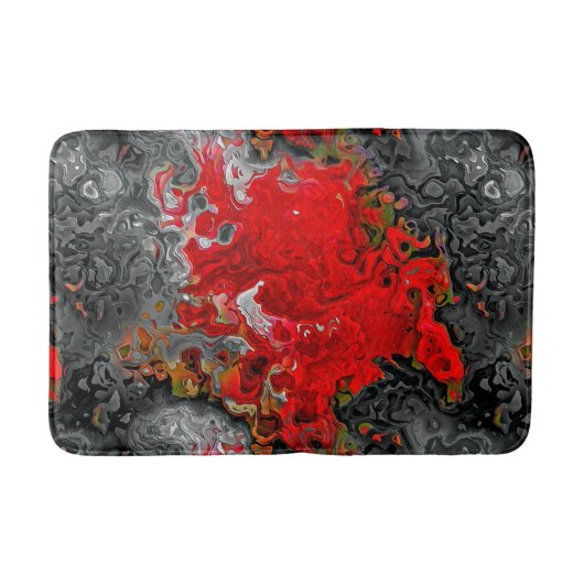Kleurrijke vloeistofstalen rood en grijs Abstract Badmat (Voorkant)