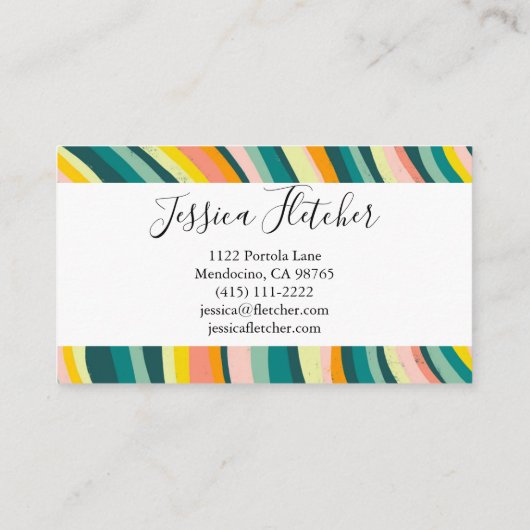 Kleurrijke vloercurves minimalistisch legant visitekaartje (Achterkant)