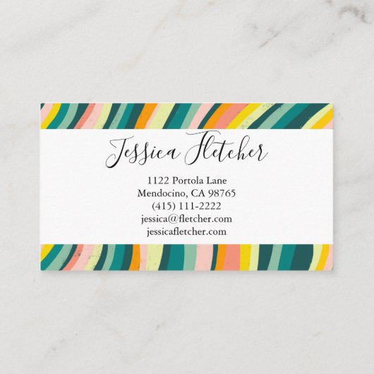 Kleurrijke vloercurves minimalistisch legant visitekaartje (Achterkant)