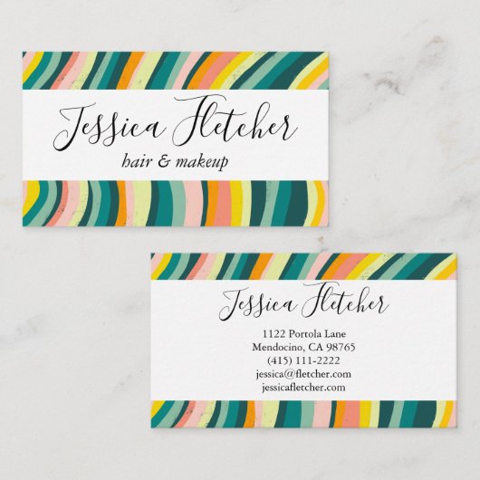 Kleurrijke vloercurves minimalistisch legant visitekaartje (Voorkant / Achterkant)