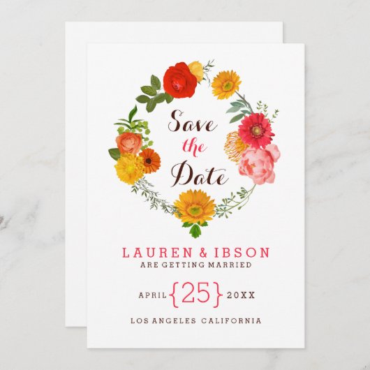 Kleurrijke vloerkleed - bespaar de datum save the date (Voorkant / Achterkant)