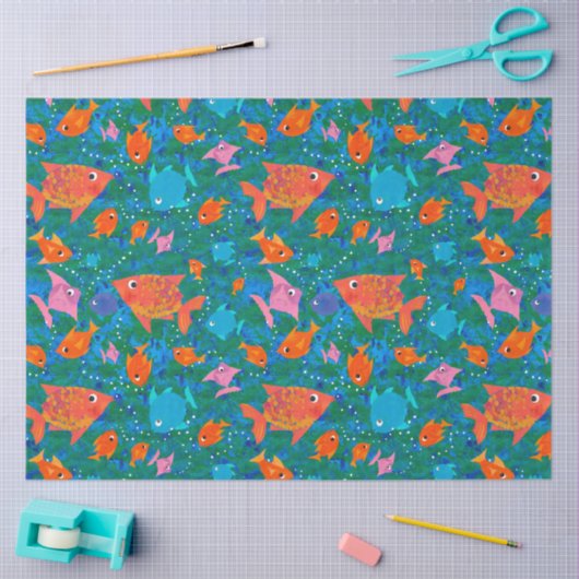 Kleurrijke vlooienvis in het Zee-weefselpapier Tissuepapier (Craft)