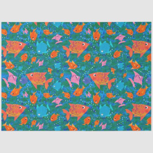 Kleurrijke vlooienvis in het Zee-weefselpapier Tissuepapier (Voorkant)