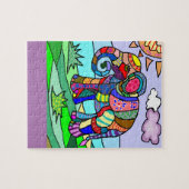 Kleurrijke, vlot Abstracte olifantenverf Legpuzzel (Horizontaal)