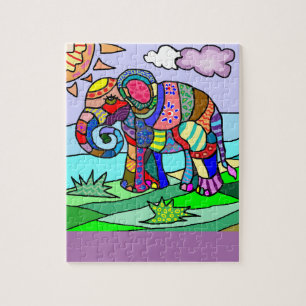 Kleurrijke, vlot Abstracte olifantenverf Legpuzzel