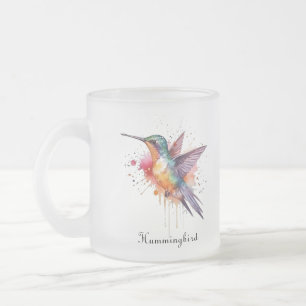 Kleurrijke vlucht, aquarel kolibrie op maat matglas koffiemok