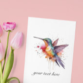 Kleurrijke vlucht, waterverf kolibrie op maat briefkaart