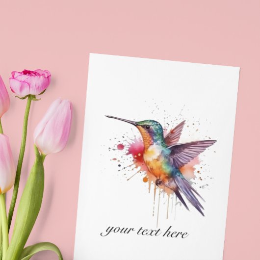 Kleurrijke vlucht, waterverf kolibrie op maat briefkaart