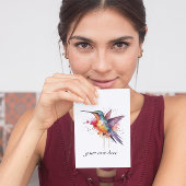 Kleurrijke vlucht, waterverf kolibrie op maat briefkaart