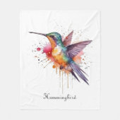 Kleurrijke vlucht, waterverf kolibrie op maat fleece deken (Voorkant)