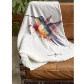 Kleurrijke vlucht, waterverf kolibrie op maat fleece deken