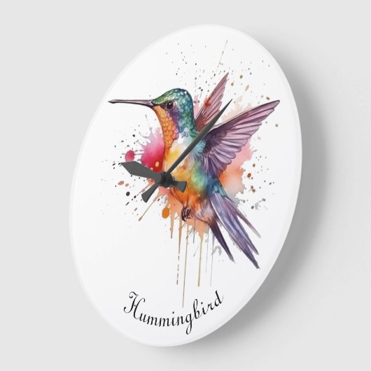 Kleurrijke vlucht, waterverf kolibrie op maat grote klok (Hoek)