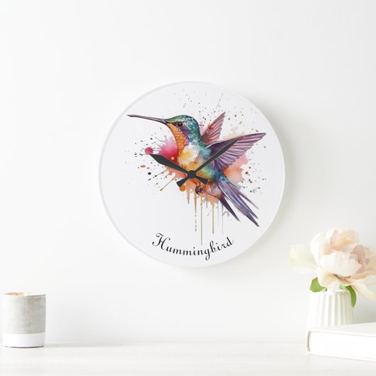 Kleurrijke vlucht, waterverf kolibrie op maat grote klok (Huis)