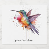 Kleurrijke vlucht, waterverf kolibrie op maat likeurfles etiket (Enkel label)