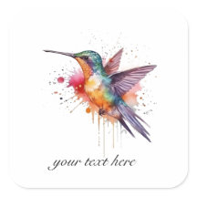 Kleurrijke vlucht, waterverf kolibrie op maat