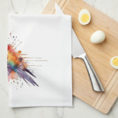 Kleurrijke vlucht, waterverf kolibrie theedoek (Quarter Fold)