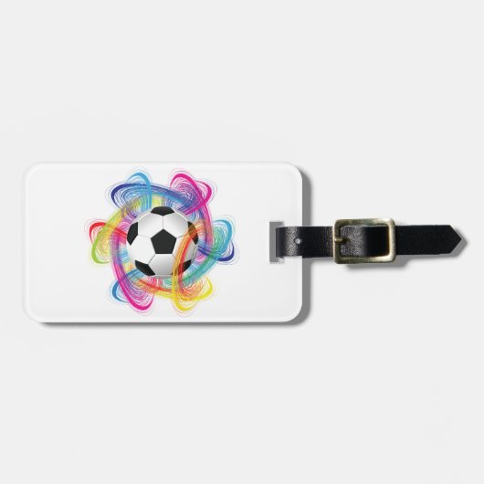 Kleurrijke Voetbal Bagage Labels (Voorkant horizontaal)