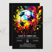 Kleurrijke Voetbal Kinder Online Verjaardag Kaart (Voorkant / Achterkant)