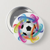 Kleurrijke Voetbal Knop Ronde Button 7,6 Cm (Voorkant /achterkant)