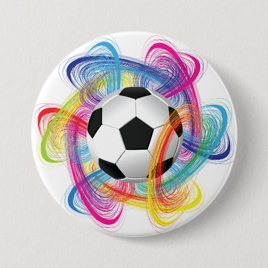 Kleurrijke Voetbal Knop Ronde Button 7,6 Cm (Voorkant)