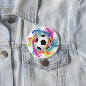Kleurrijke Voetbal Knop Ronde Button 7,6 Cm (In situ)